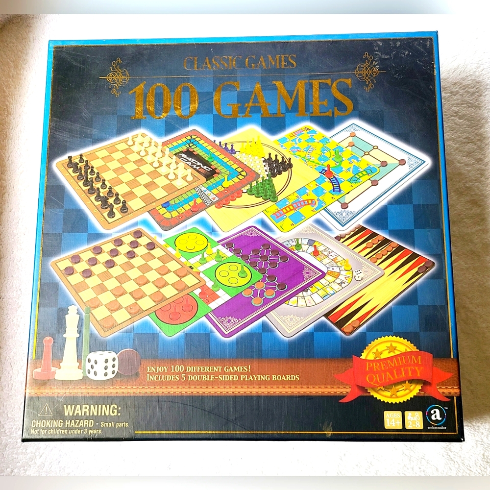 Ambassador Classic Games Collection - 100 Game Set inc Chess Solitaire Ludo